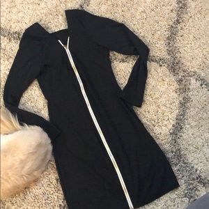 Black dress with white zipper